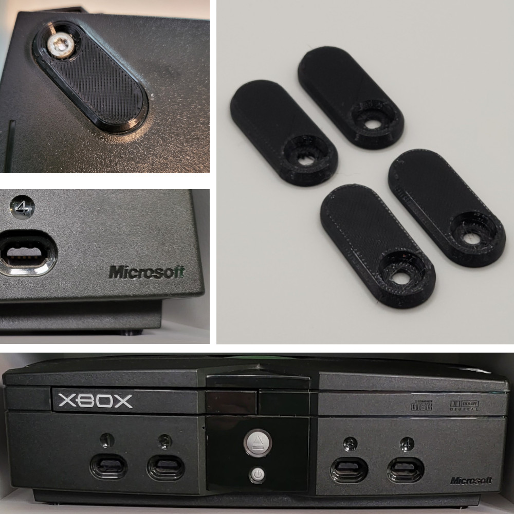 Rubberized Replacement Feet for Original Xbox (3D Print) No adhesive needed