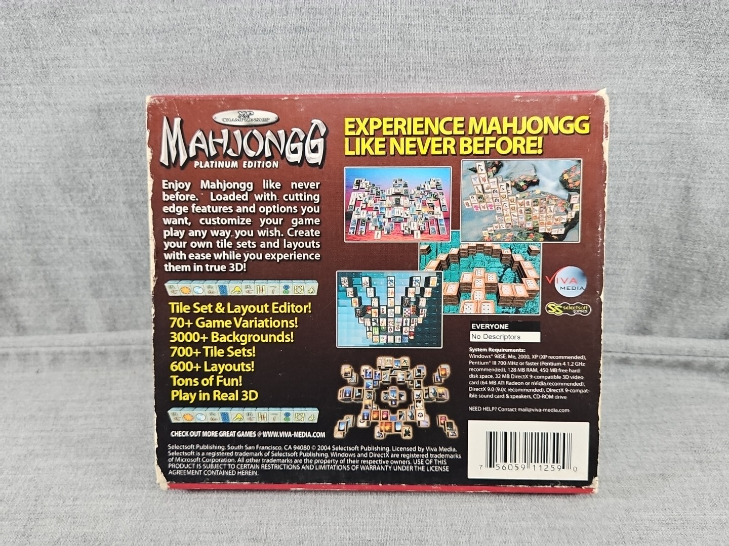Mahjongg XP Platinum Edition (CD-Rom, 2004, Selectsoft)