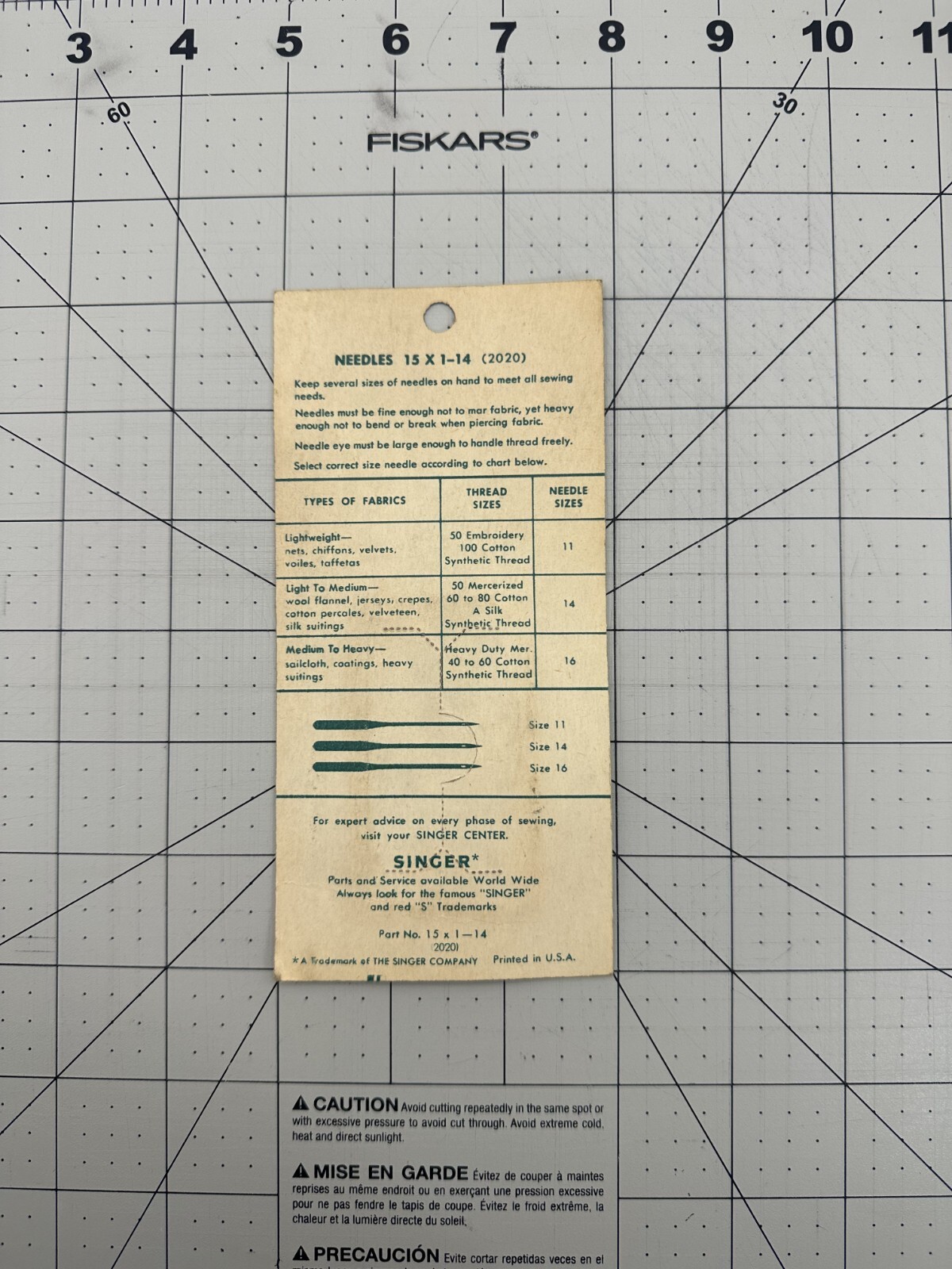 Vintage Singer Sewing Machine Needles on Original Card