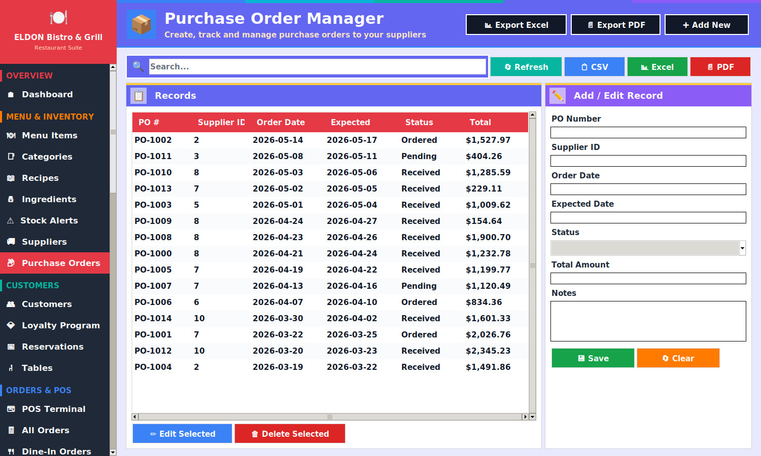 Restaurant POS Software on USB Flash Drive Menu Inventory Payroll Windows Mac