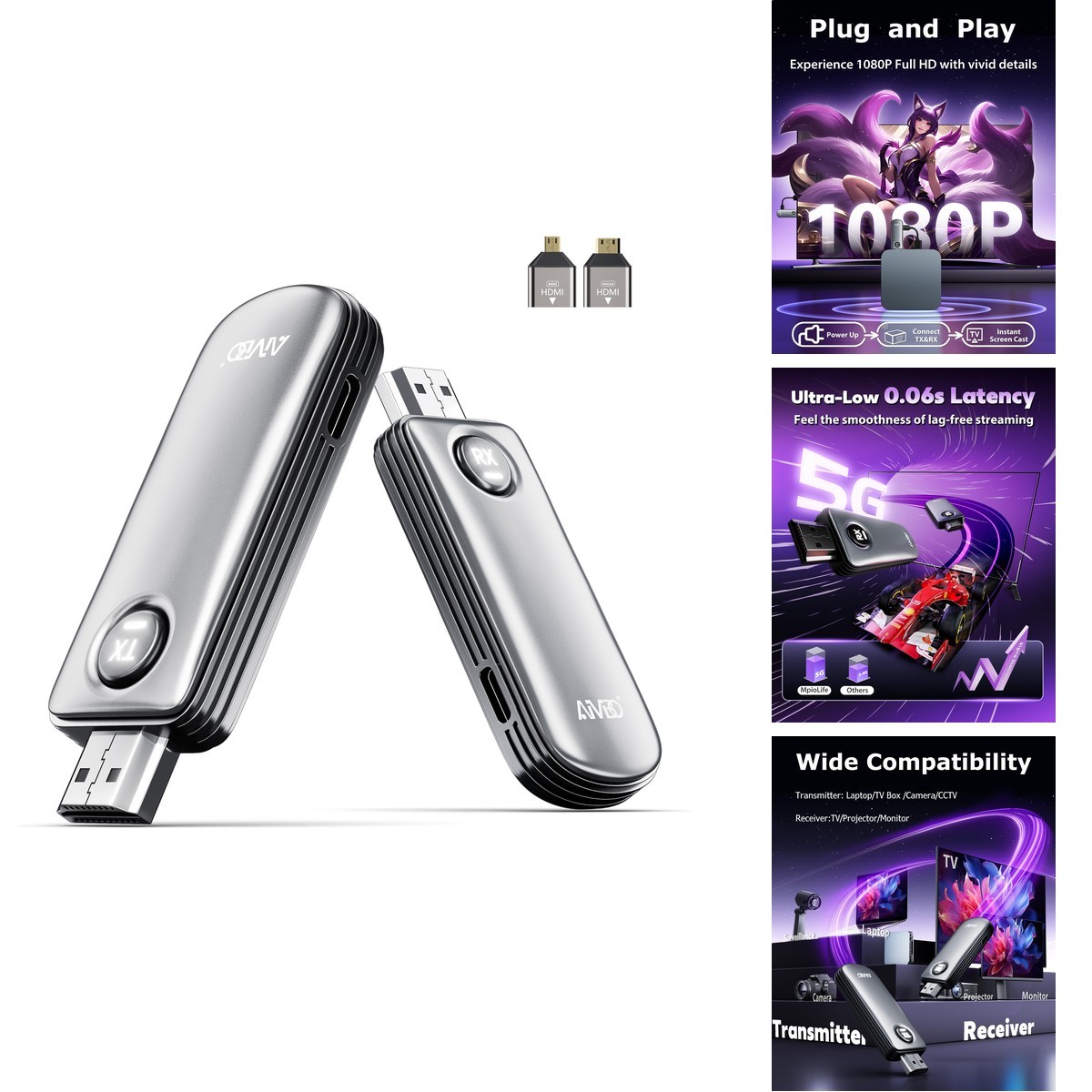 MpioLife Q51 HDMI Wireless Transmitter Receiver 4K Input 1080P@60Hz 5GHz Low