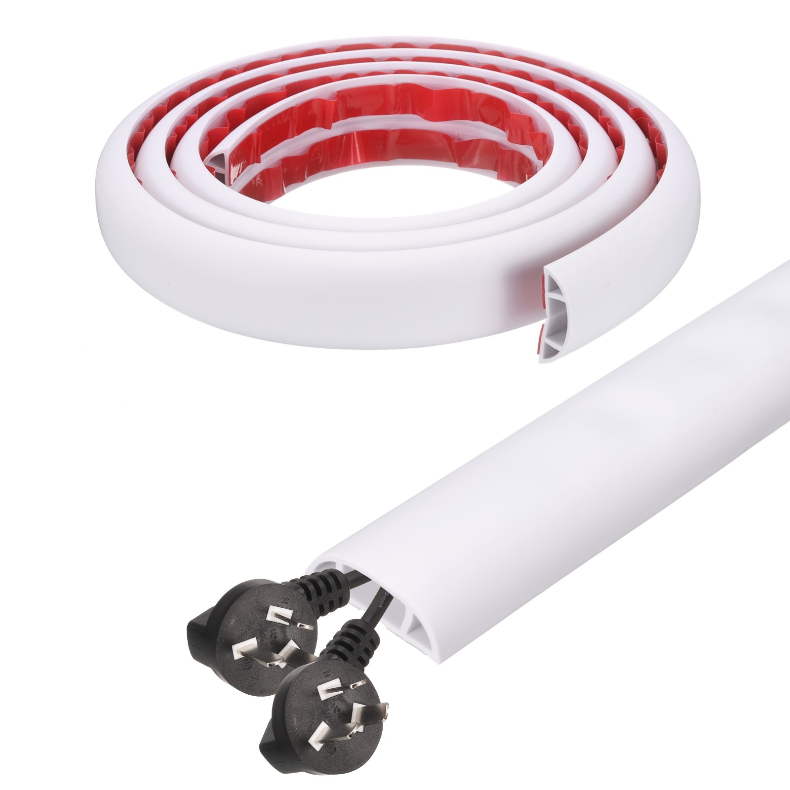 6ft D Cord Cover Floor W0.6" x  H0.33" Hide Cable Wire Covers White