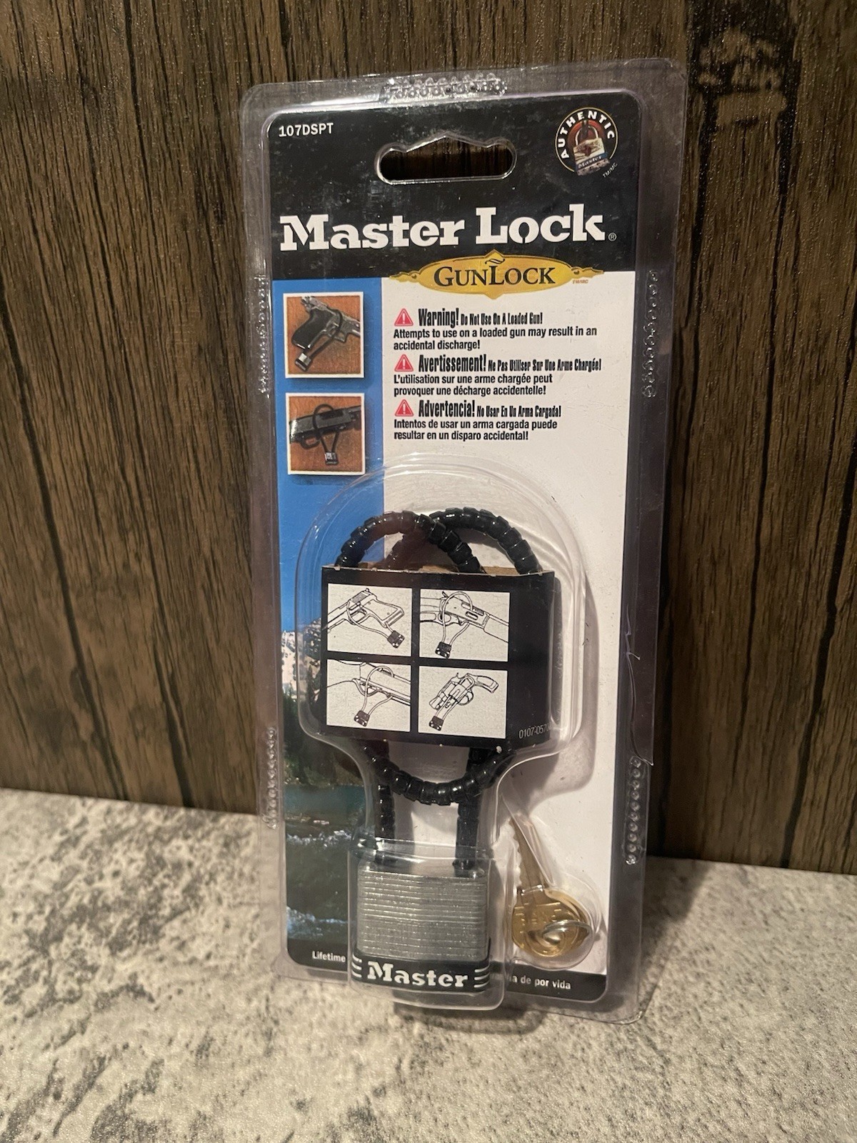 Master Lock Braided Stainless Steel Cable Gun Lock For Handgun Shotgun 107DSPT