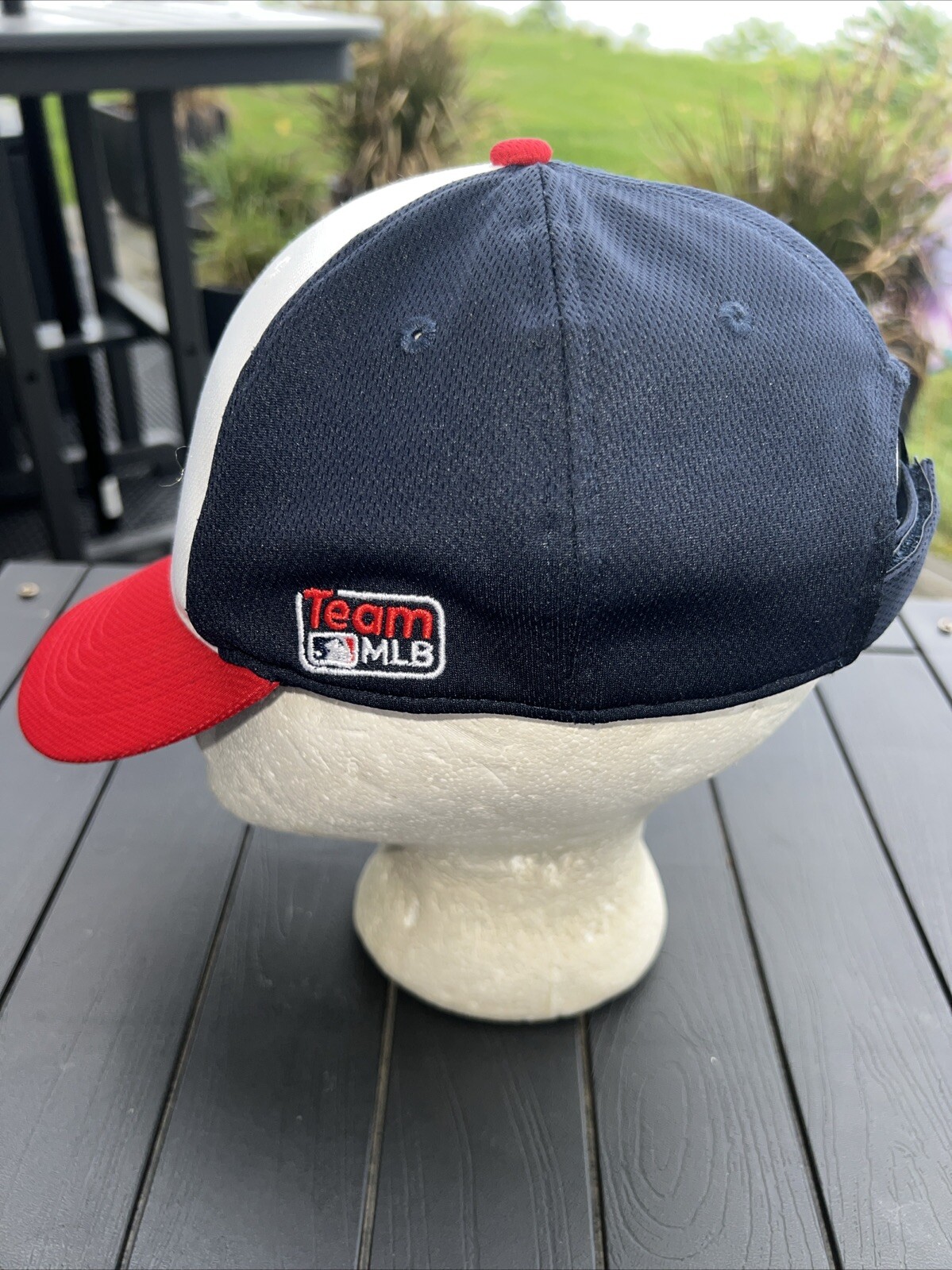 Washington Nationals Navy w Red Bill Hat Cap RWB W on Capitol MLB Hook Loop EUC