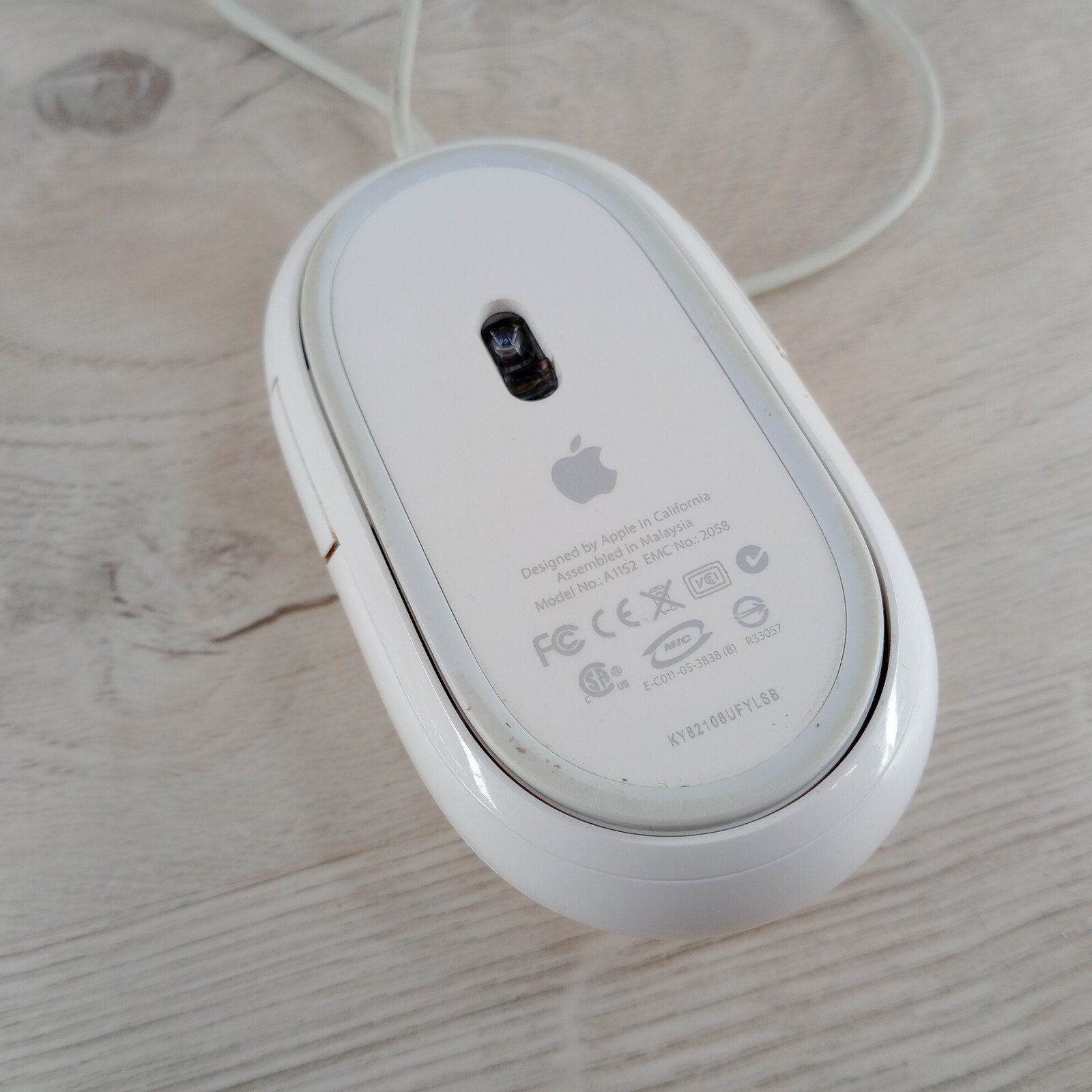 Apple Mouse Optical Wired USB White A1152 20" Cable TESTED & Working
