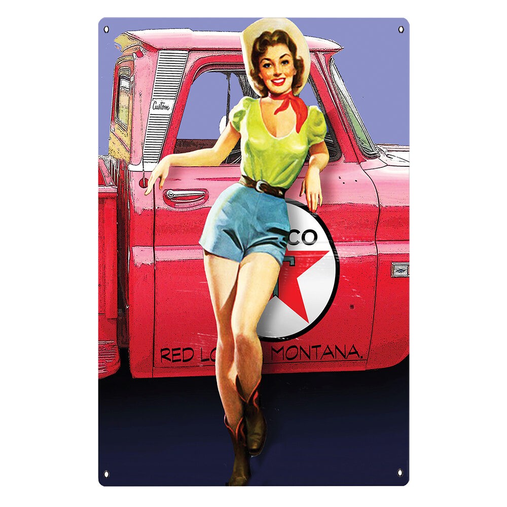 Texaco Pin Up Metal Sign  RVG1046