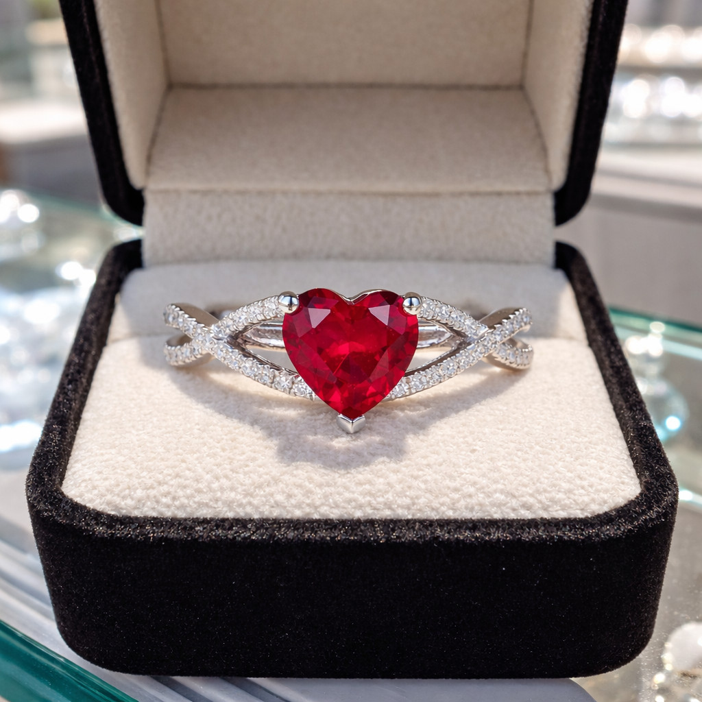 2.45 Ct Natural Ruby And Diamond Wedding Bridal Ring 18K White Gold Size 6,7,8,9