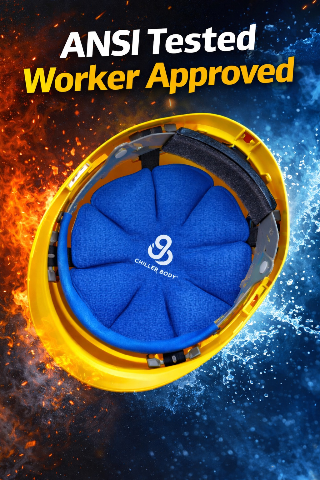 ChillerBody Reusable Cooling Hat Insert for Hard Hats, Helmets, Caps & More