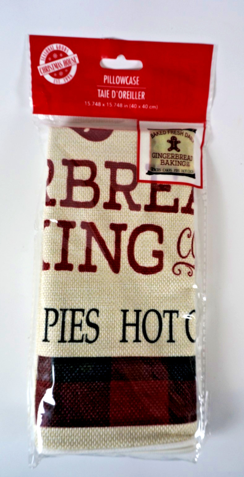 CHRISTMAS Gingerbread Pillow Case 15.75 x 15.75 Mint MIP New SS Sealed