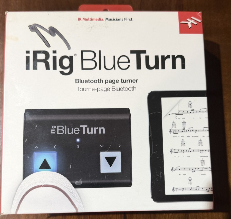 IK Multimedia iRig BlueTurn Bluetooth Wireless Page Turner Pedal iPad Open Box