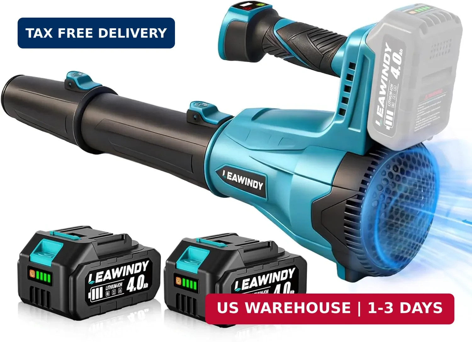 Cordless Leaf Blower 6 Speed Modes, Cordless Leaf Blower with 2 X 4.0Ah Batterie