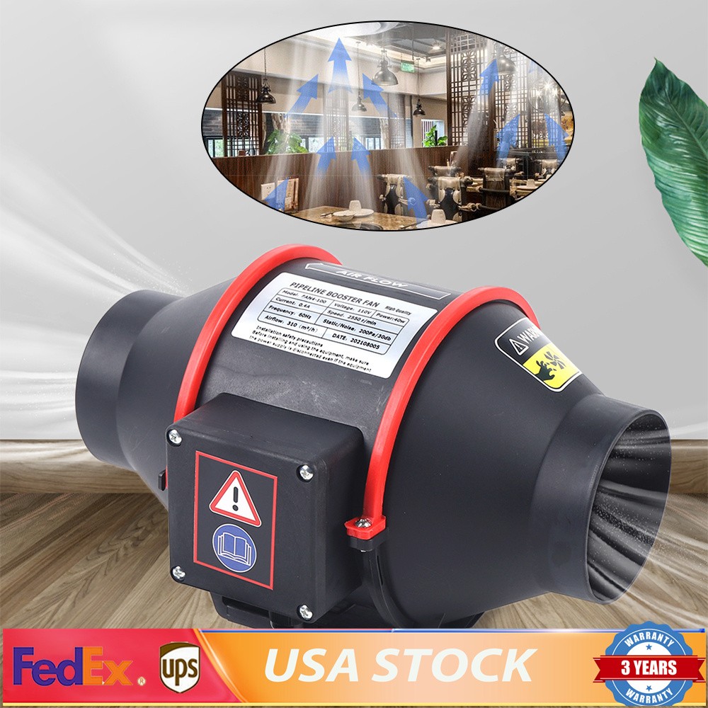 4 inch 310CFM Inline Duct Ventilation Fan Vent Exhaust Blower Vent Fan New