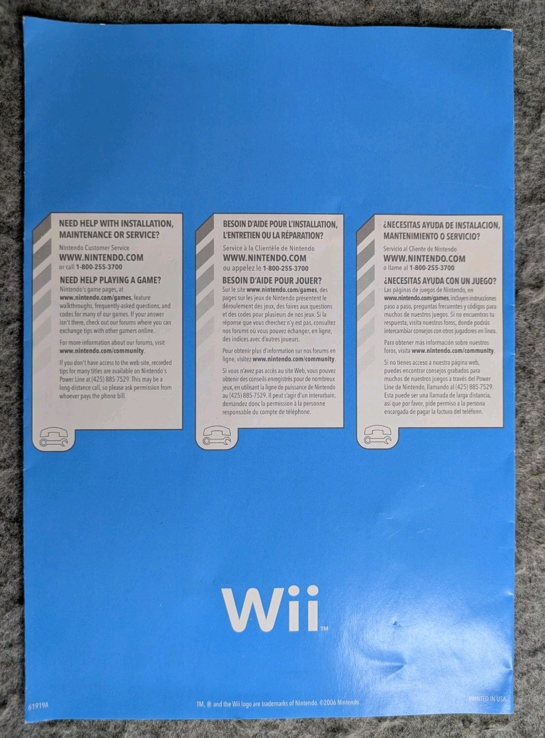 Nintendo Wii Quick Setup Installation Guide OEM Insert