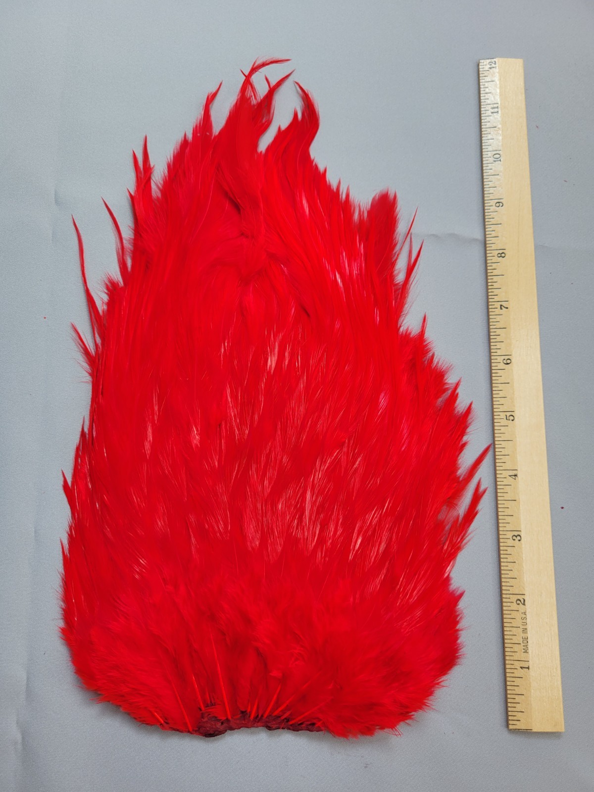 Lot 226, Dyed Red  X-Large India Rooster Streamer Saddle Feathers