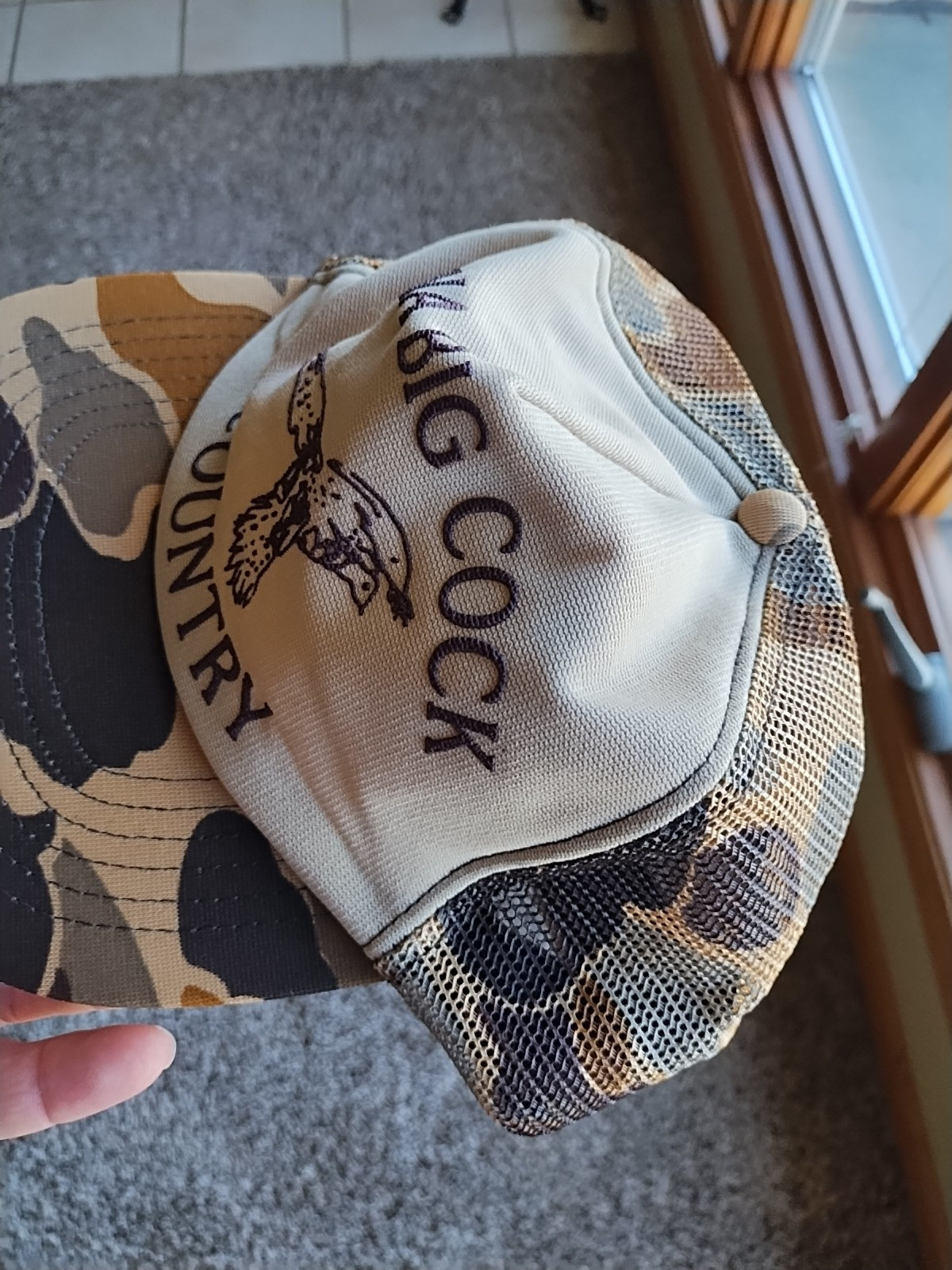 Iowa Big Cock Country Camo Trucker Hat Mesh Snapback Cap Pheasant Hunting USA