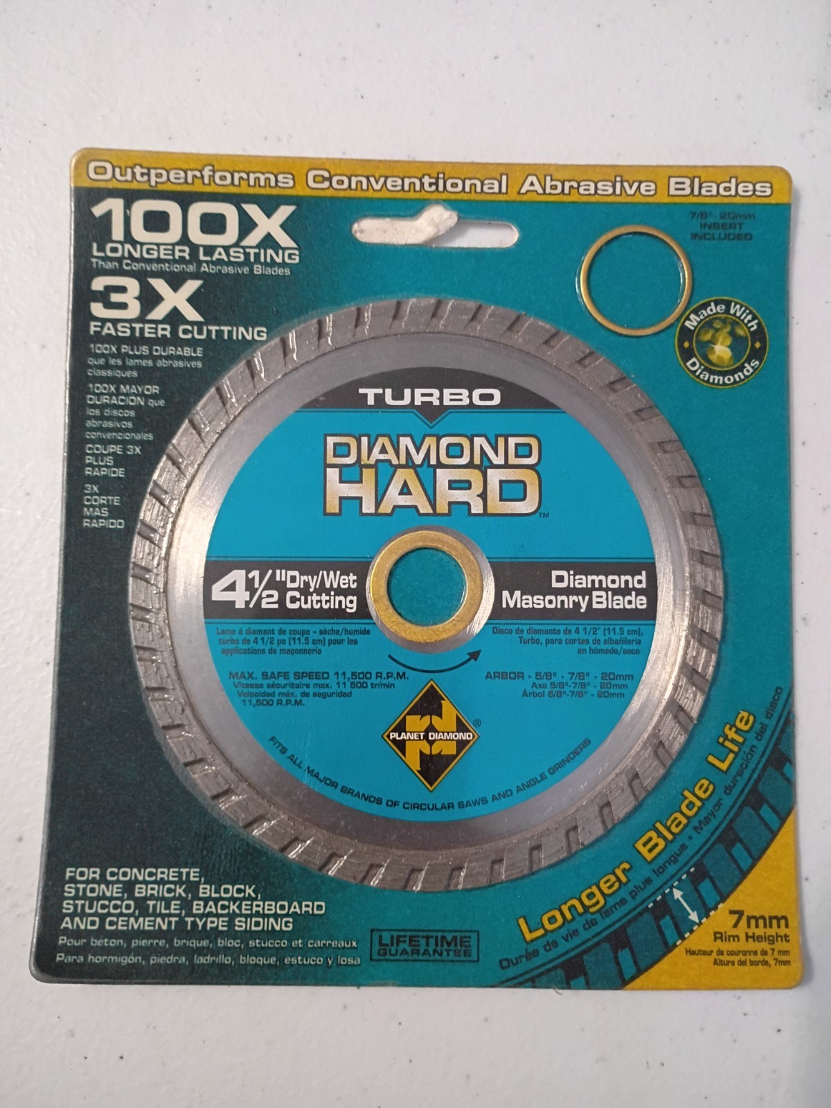 PLANET TURBO DIAMOND HARD 4 1/2"DRY/WET MASONRY BLADE UNOPENED NEW