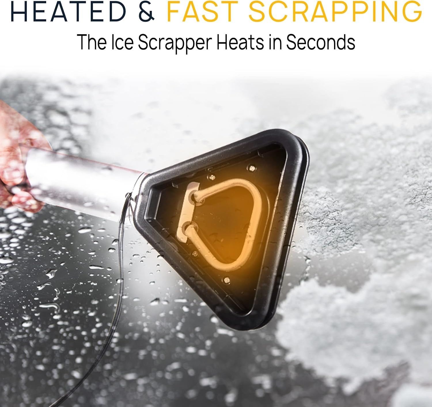 Electric Heated Car Window Snow Ice Scraper with Light -Heated Car Auto Winds...