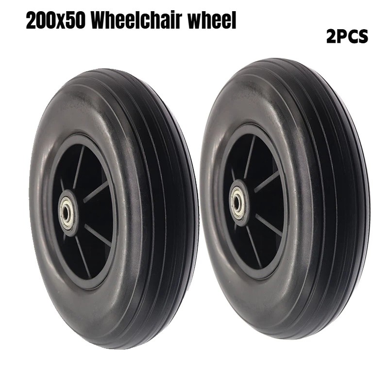 TWO 8" x 2" (200x50) Caster Tire Wheels Jazzy & Jet Wheelchairs 8x2 BLACK 608z
