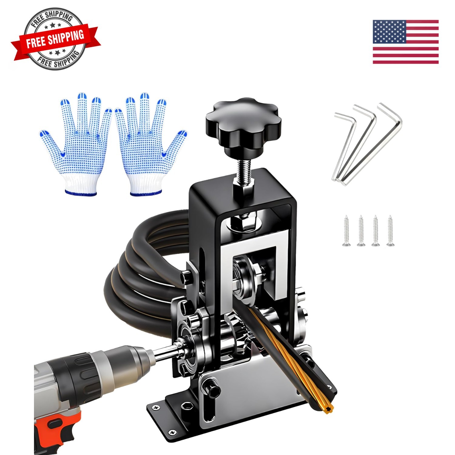 Manual Wire Stripping Machine, 0.06"-1" Wire Gauge Copper Wire Stripper, Dril...