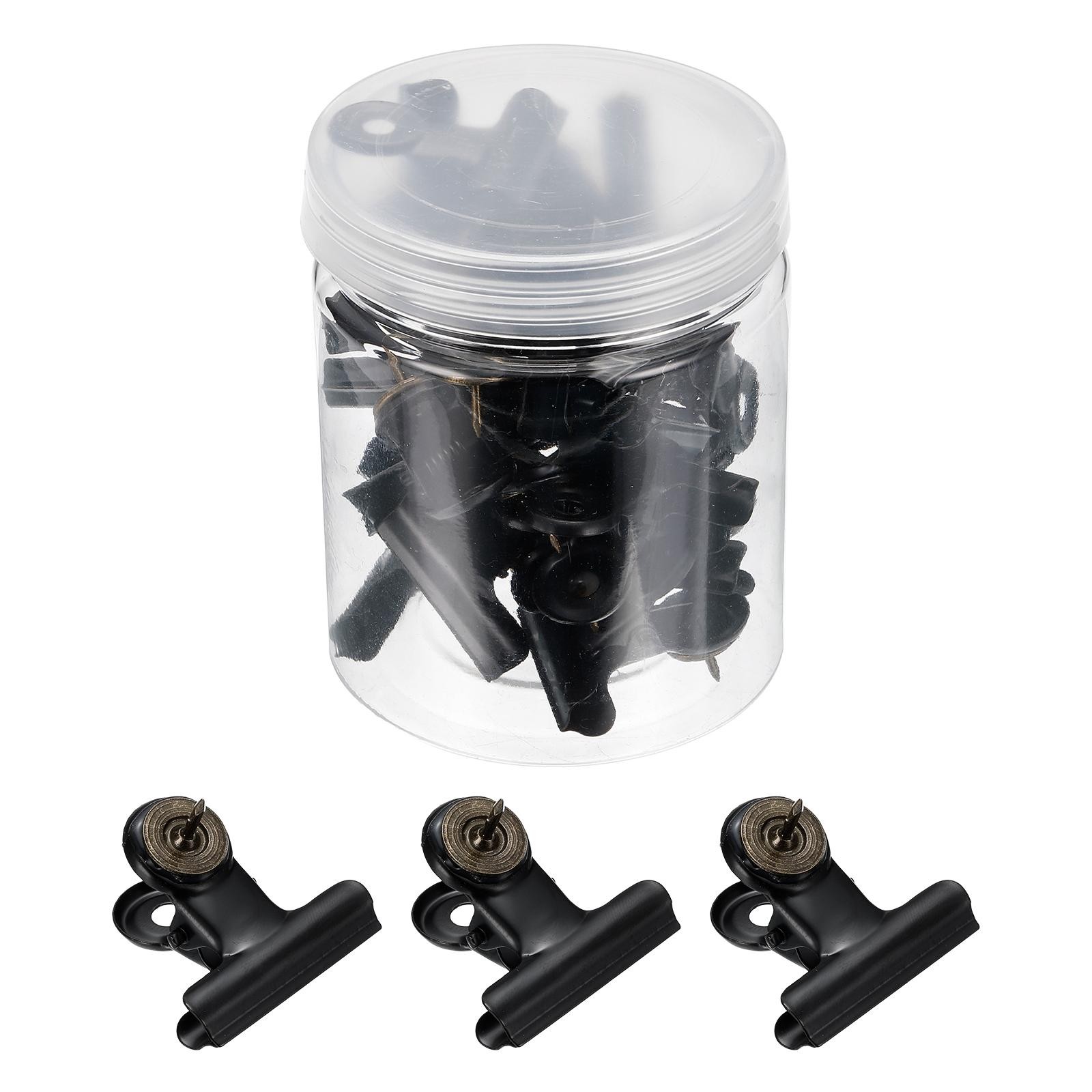 Push Pin Clip, 20pcs Metal Thumb Nails with Clip, Black