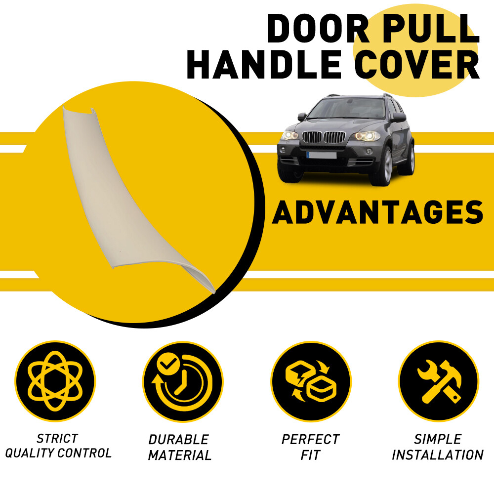 3Pcs Beige Matte Inner Door Pull Handle Cover Panel For BMW X5 X6 E70 E71 E72