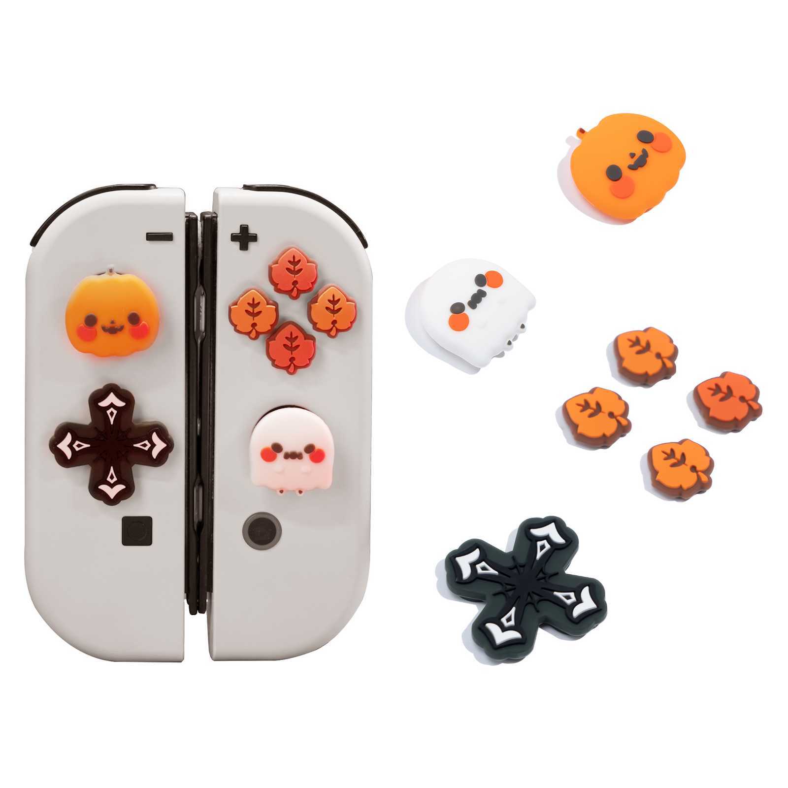 GeekShare D-Pad ABXY Button Thumb Grip Cap for Switch/OLED Pumpkin kid Halloween
