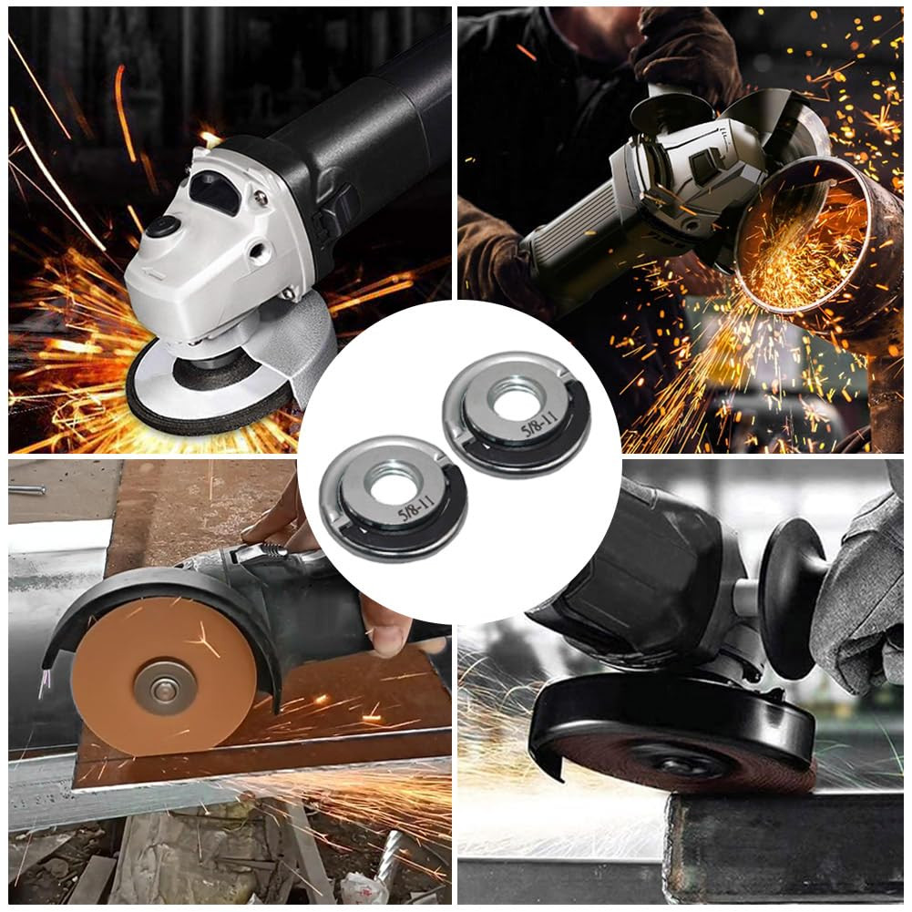 2Pcs Angle Grinder Flange Nuts with 5/8-11 Inch Thread, Quick Change Grinder Fla