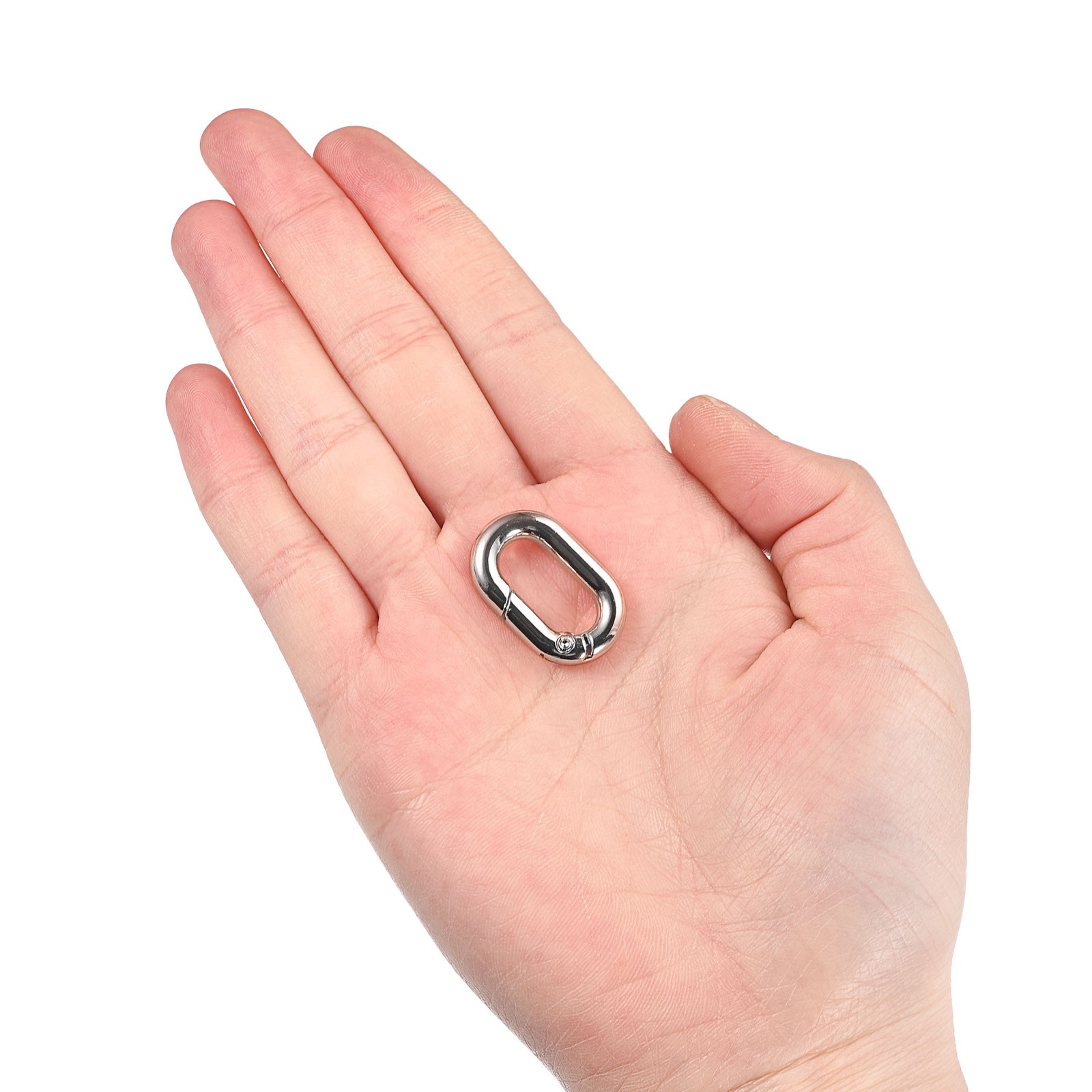 0.98" Spring Oval Ring Snap Clip Trigger for Bag Purse Keychain, 6Pcs Silver