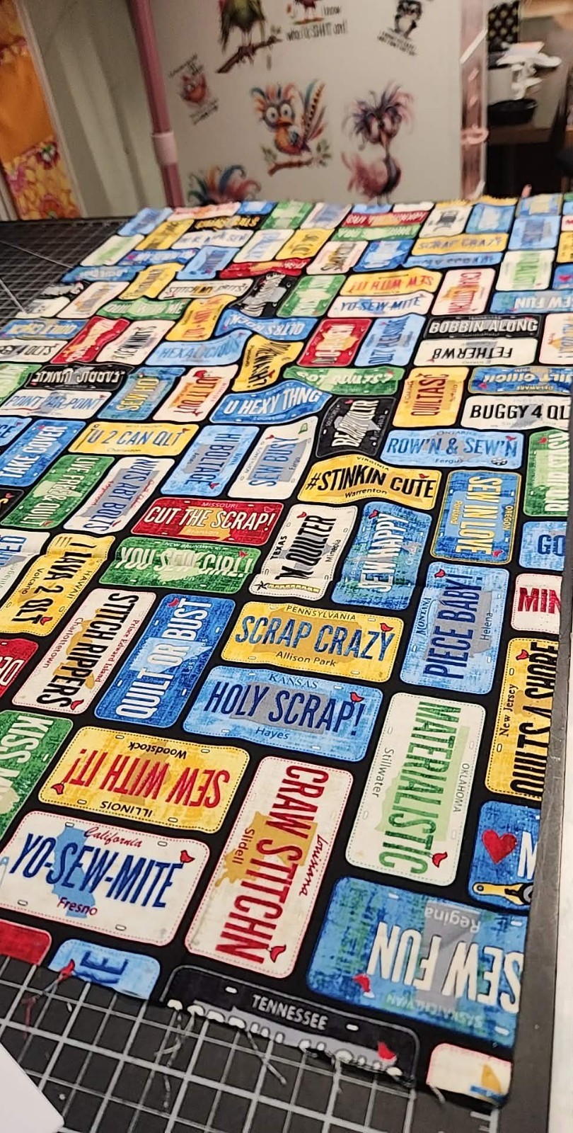 Debra Gabel 37x22 piece of  100 cotton fabric Quilting travel State