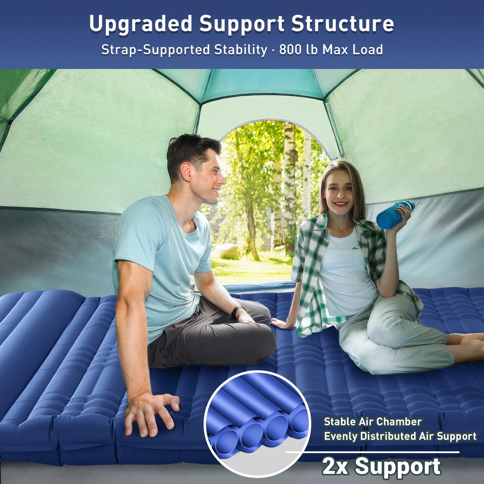4.7” Thick Double Sleeping Pad for Camping, Inflatable, Full