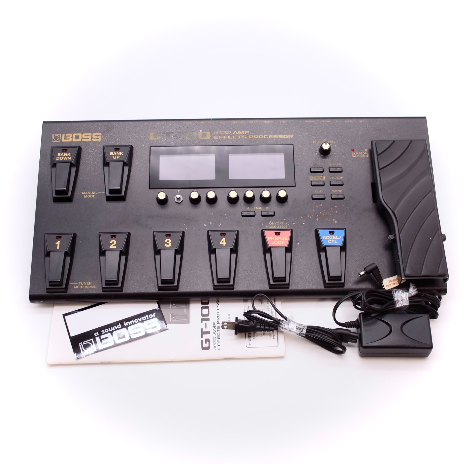 BOSS GT-100 Amp Effects Processor With Power Supply Multi Effect Pedal A7B1232