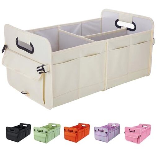 Trunk Organizer For Suv & Sedan,Car Organizers and Storage, Large (70L) Beige