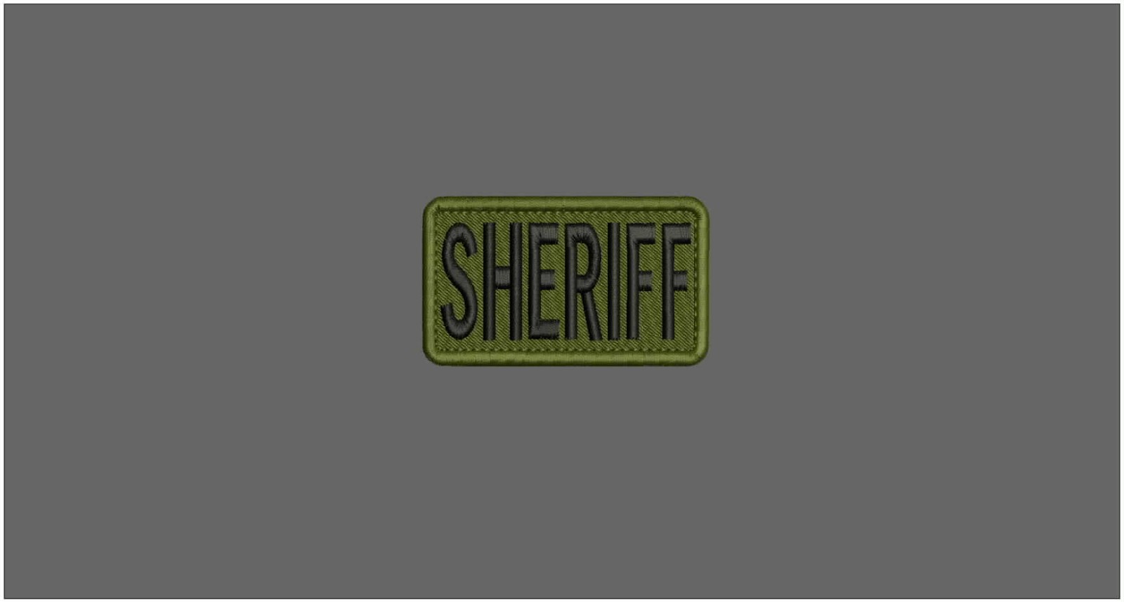SHERIFF EMBROIDERY PATCH 2x3.5 HOOK ON BACK BLACK on od green
