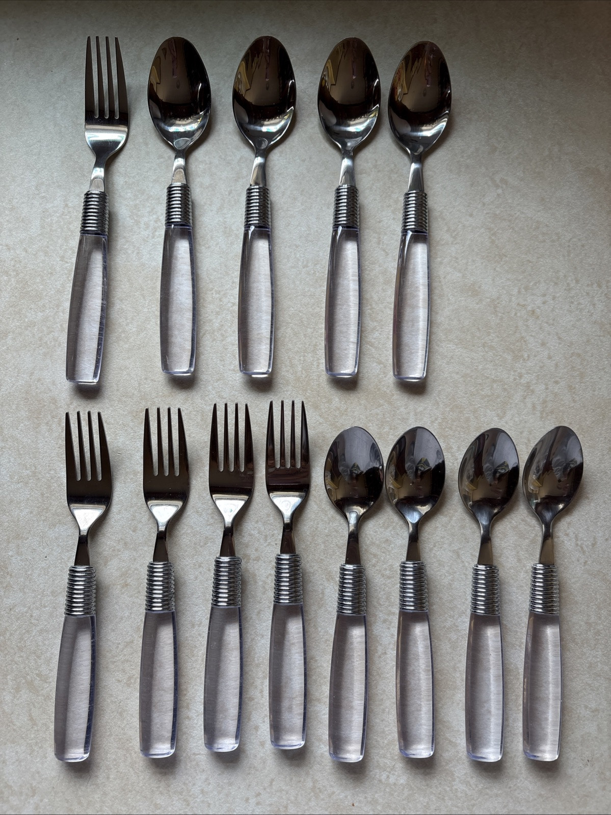 Hampton Silversmiths Stainless Flatware Clear Handle 13 Piece China 818