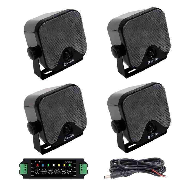 Herdio 4 Inch 240W Boat Marine Bluetooth Speakers Waterproof 4 Inch, Black