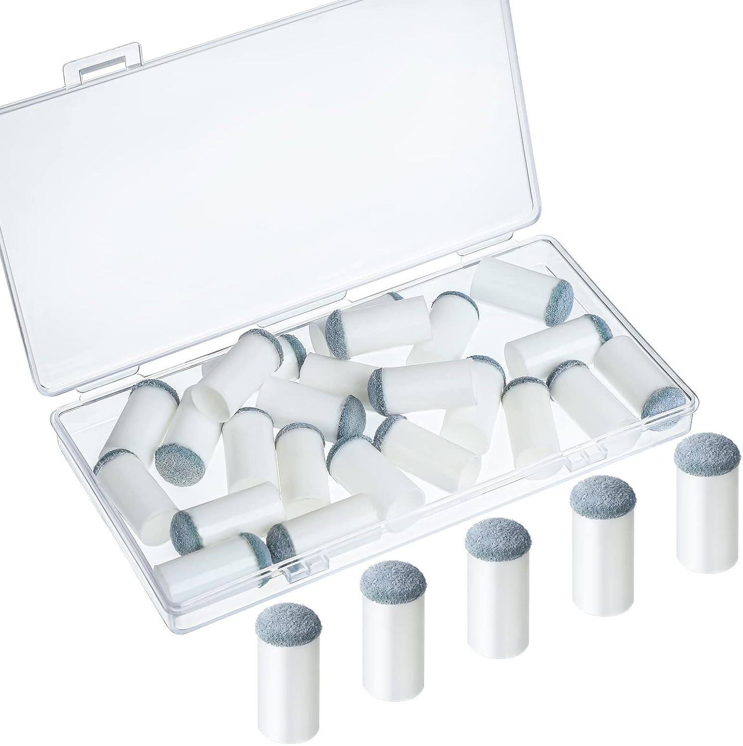 24 Pcs Slip on Pool Cue Tips Billiard Cue Tips Replacement Kit with Storage Box