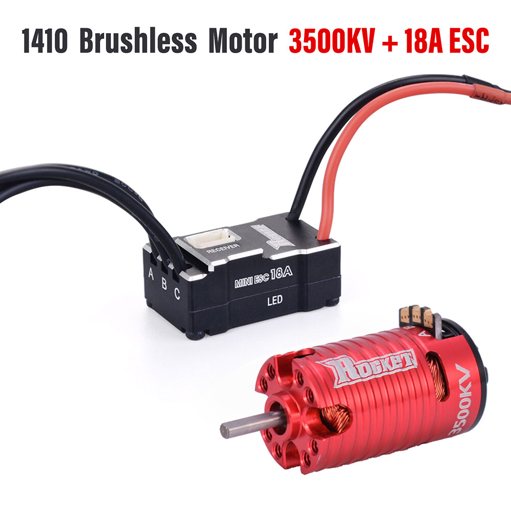 Rocket Mini 1410 Sensorless Brushless Motor+18A ESC Combo for 1/24 1/28 1/32 Car
