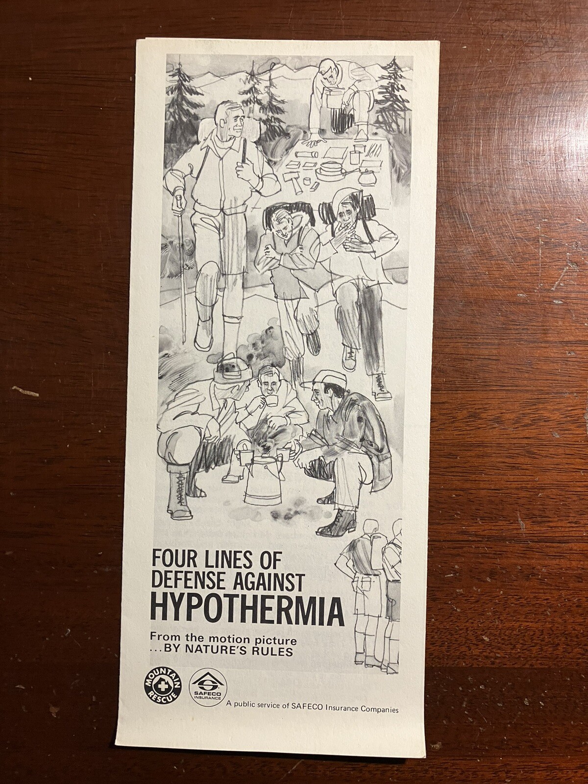 Four Lines of Defense Against Hypothermia Safeco 1973 1970s Vtg Brochure