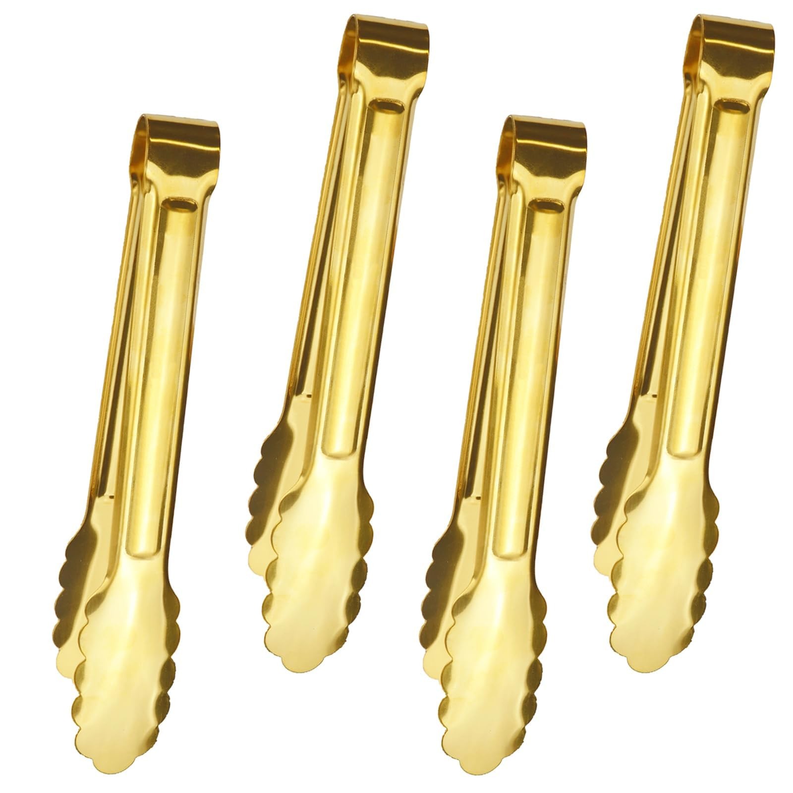 4 PCS Serving Tongs Gold Tongs 9 Inch Serving Utensils Stainless Steel Servin...