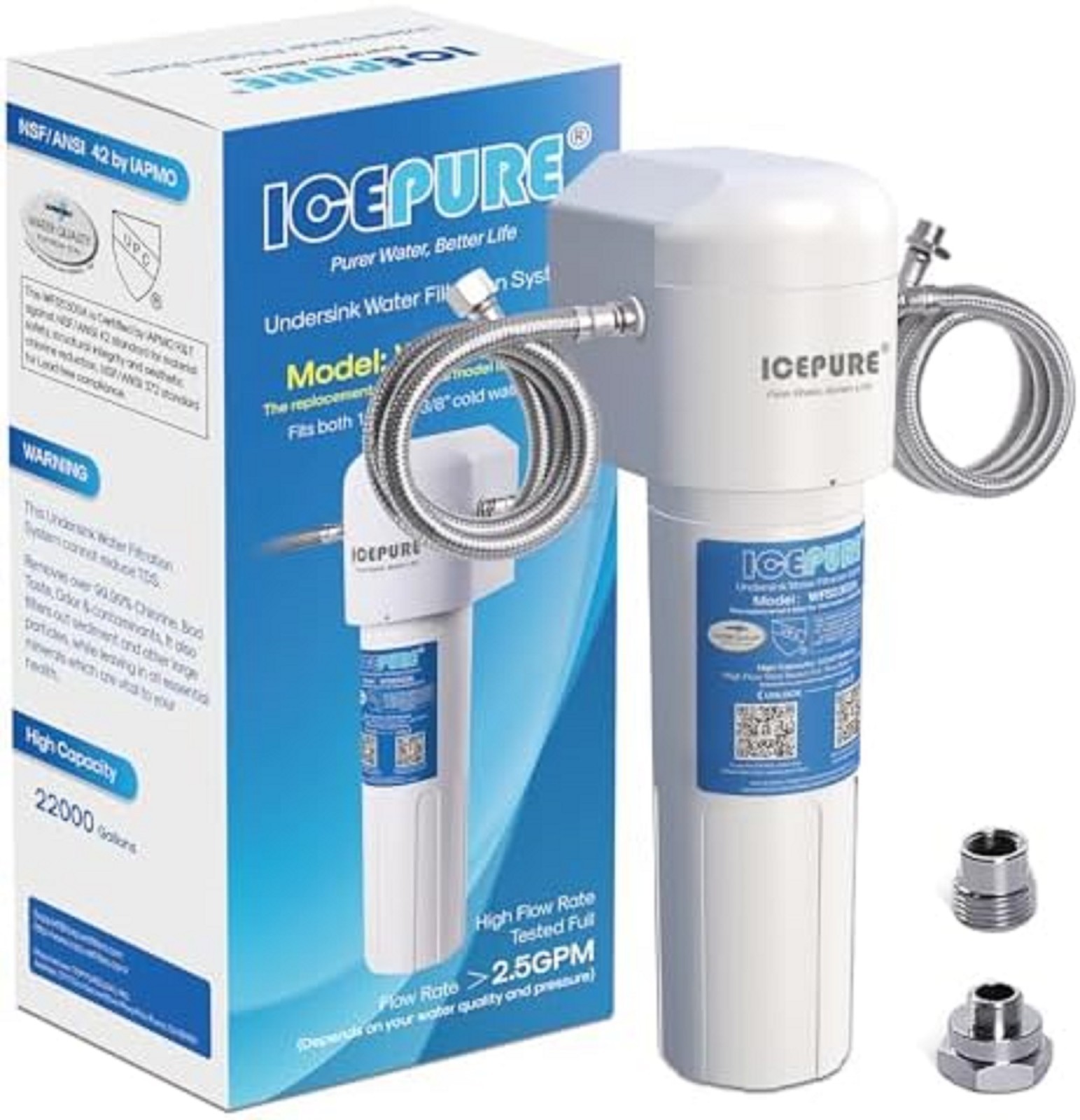 Sistema de Filtro de Agua Para Grifo Cocina Casa Acero Inoxidable 22 000G Filtra