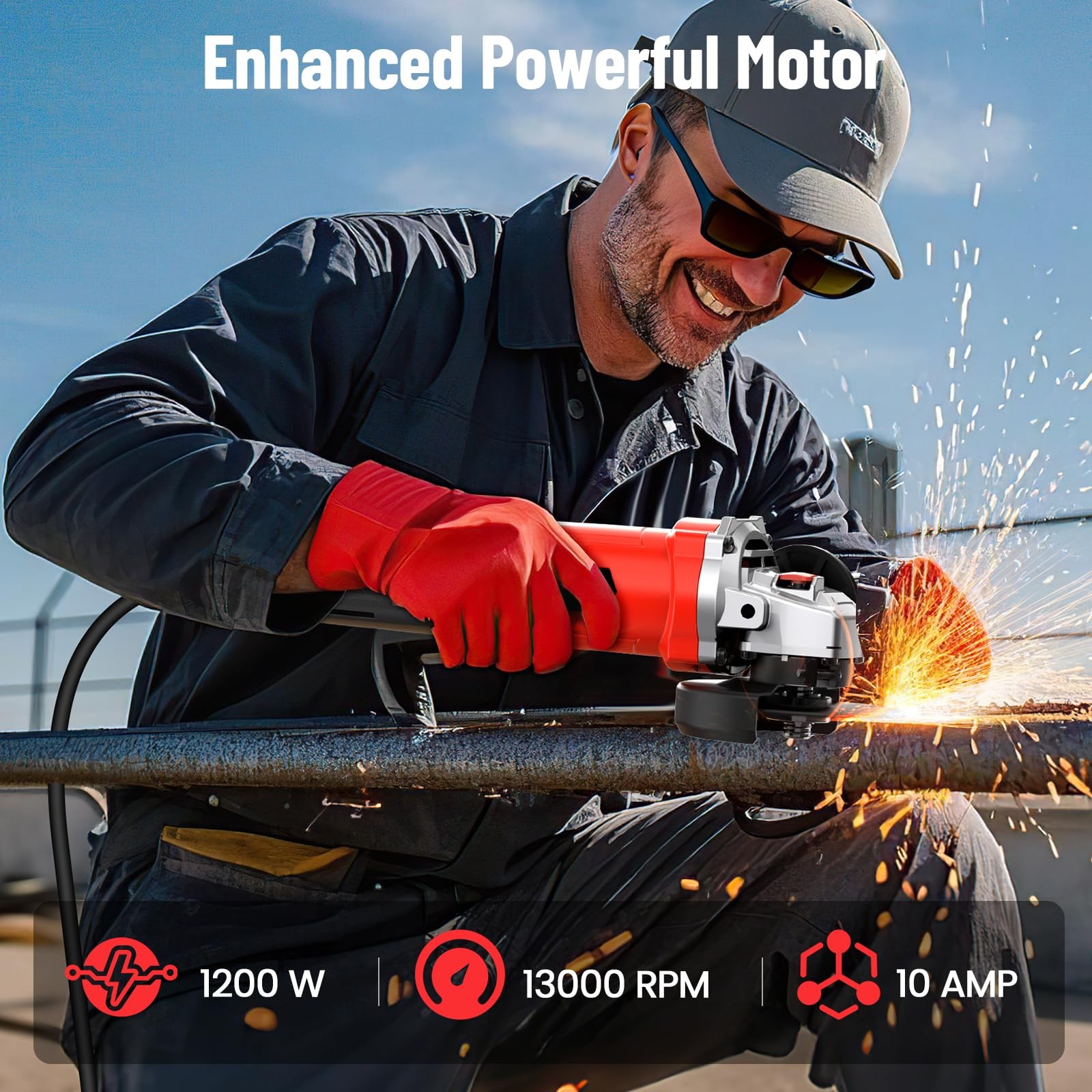 Angle Grinder 4-1/2 inch, 1200W Power Grinder Tools