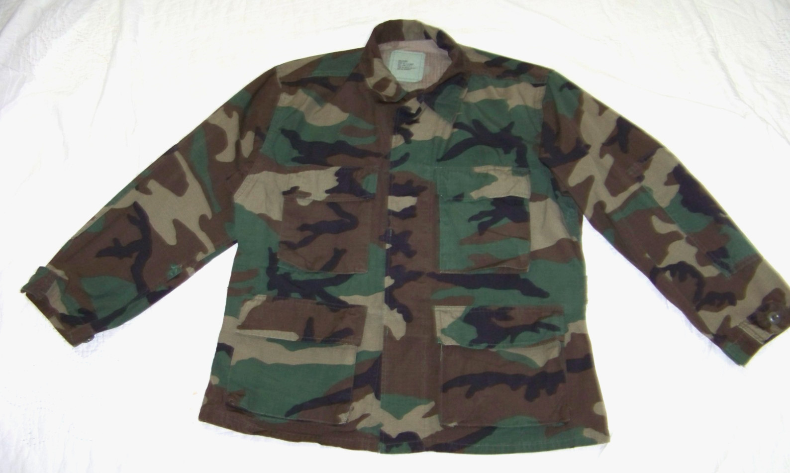 Men's Military Woodland Camo Combat Hot Weather Jacket -Small - XX Short
