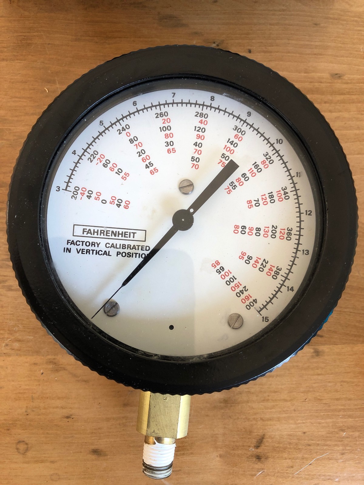 Fahrenheit Temperature Gauge 5" Round 200-400 Range with Case