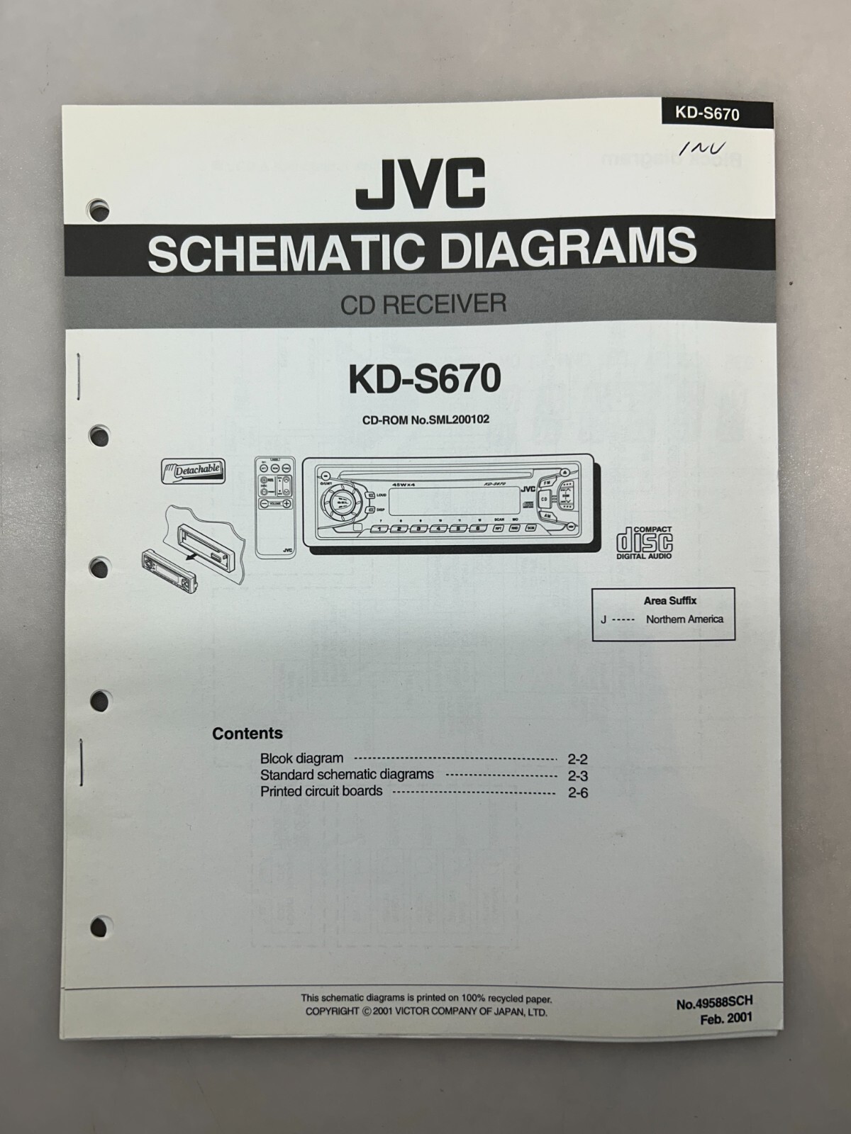 JVC KD-S670 Original Schematics Free Shipping