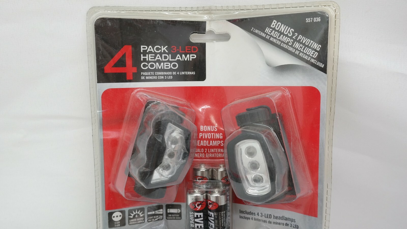 4 Pack 3 LED Headlamp Head Light Flashlights NaS