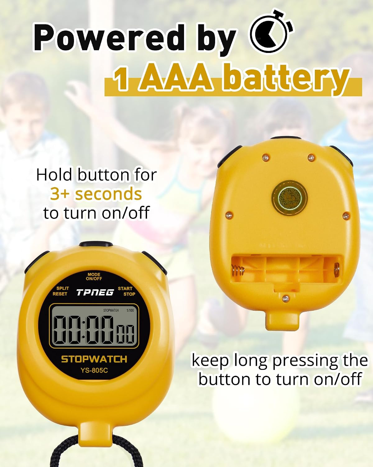 Simple Stopwatch Timer - Easy to Use, Set Up, Read, and Carry - Large Display -