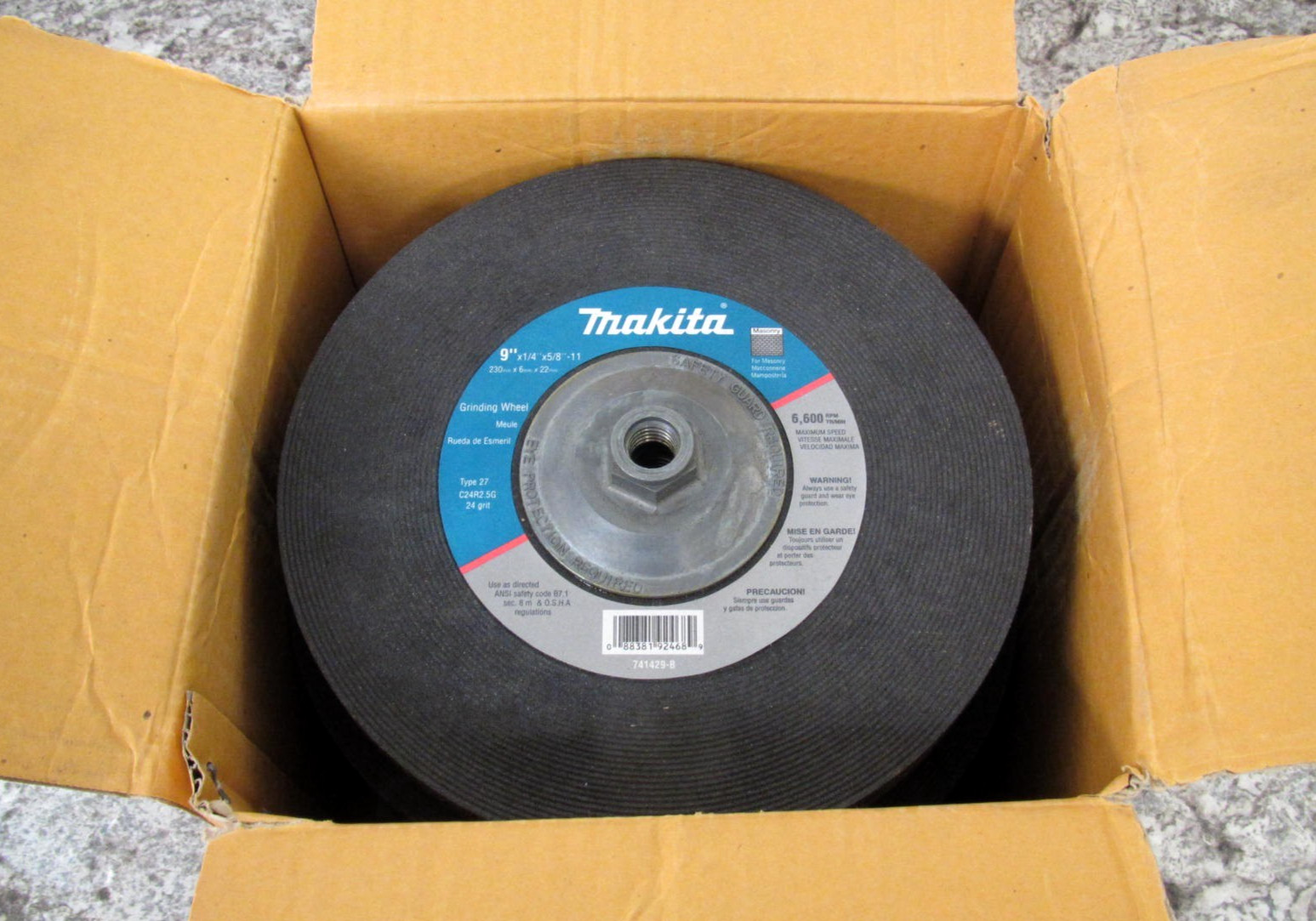10 x New Makita 741429-B 9" x 1/4" x 5/8"-11 24 Grit Hubbed Grinding Wheels