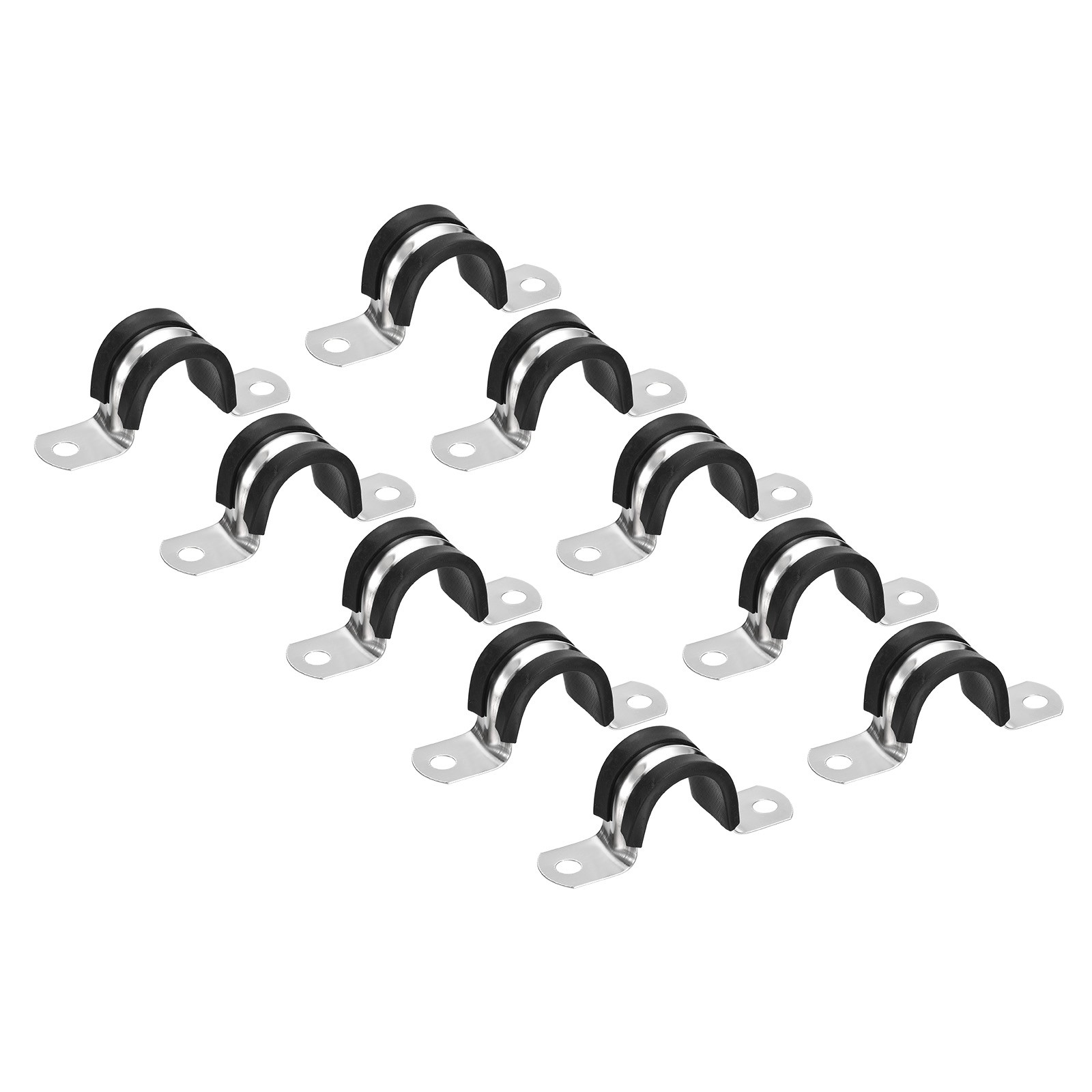 25mm Rigid Pipe Strap Clamp, 12 Pcs Stainless Steel Two Hole U-shape Tube Clip