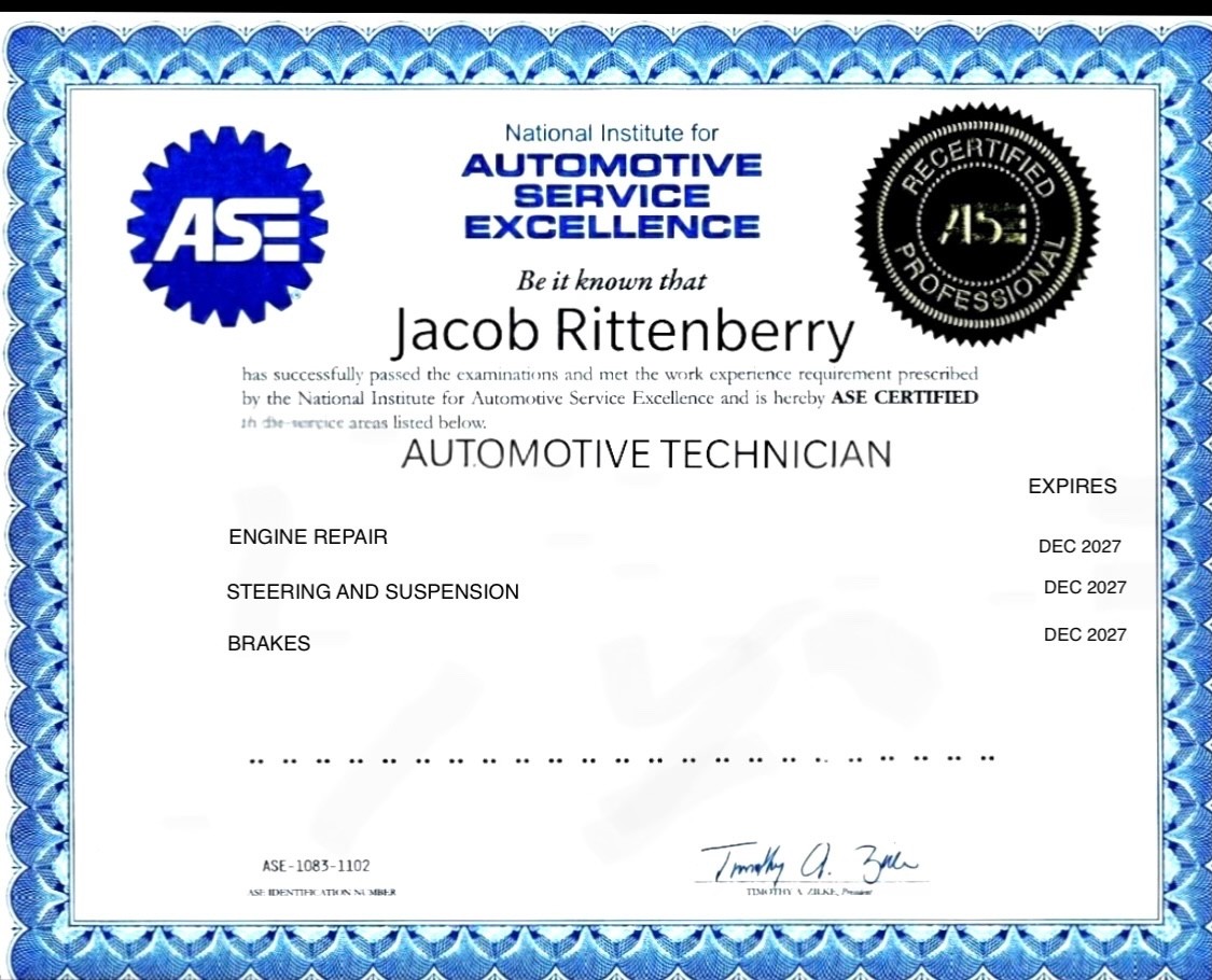 ASE CERTIFIED MECHANIC