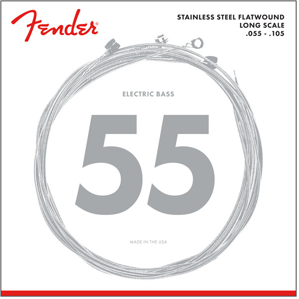 Fender 9050M Stainless Flatwound Bass Guitar Strings; long scale; gauges 55-105